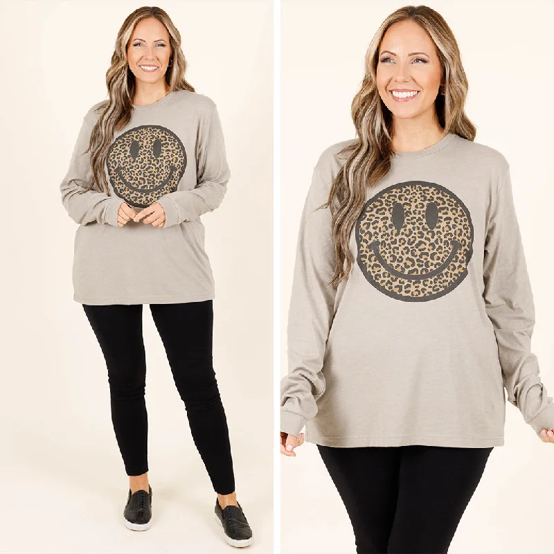 Comfortable Dresses Smiley Face Top, Heather Stone