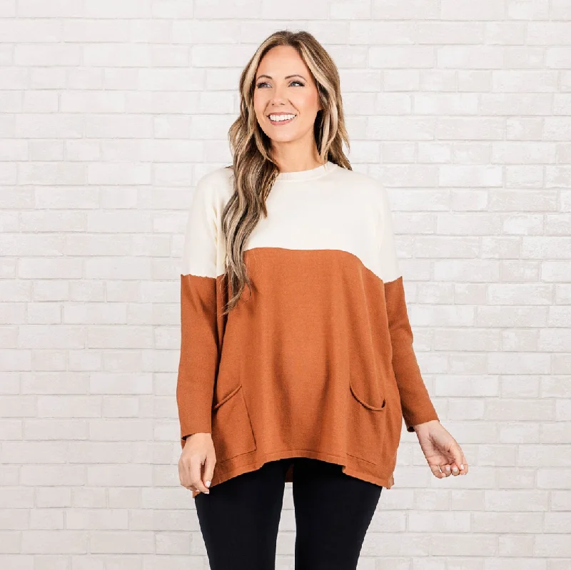 Fashionable Items Smooth Talking Sweater, Cream-Clay