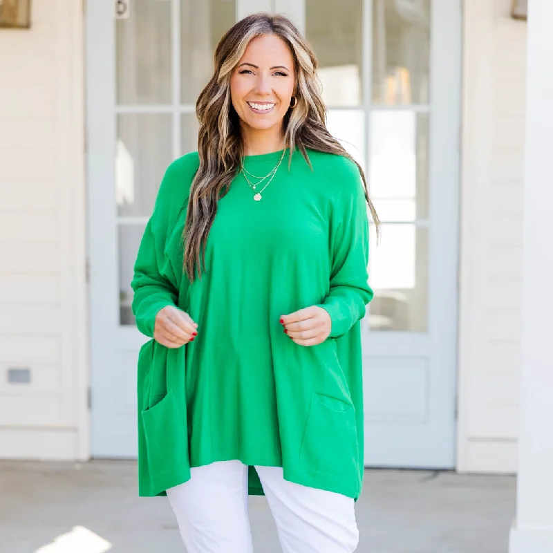 Celebrity Style Snow Whispers Tunic, Kelly Green