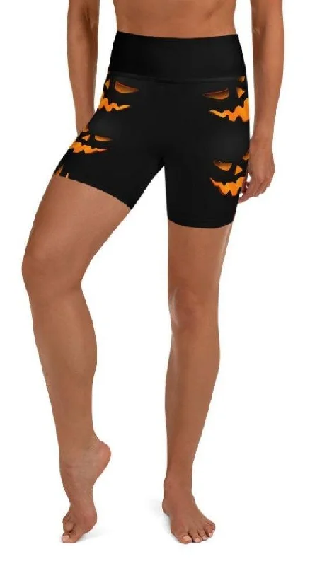 Cozy Dress Spooky Pumpkin Halloween Yoga Shorts