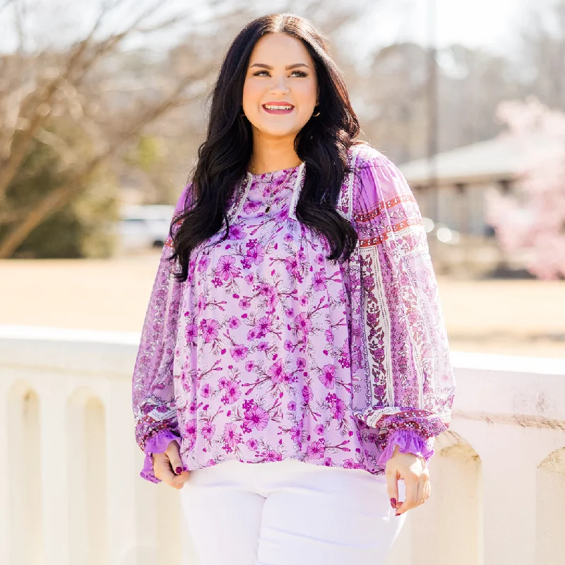 Carefree Style Spring Showers Bring Flowers Top, Violet