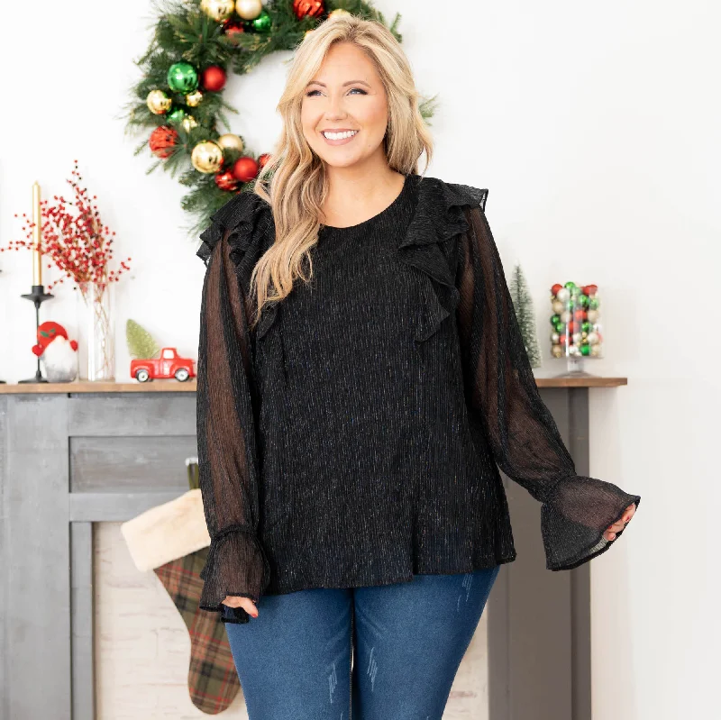 Exquisite Tailoring Stay Out All Night Blouse, Black