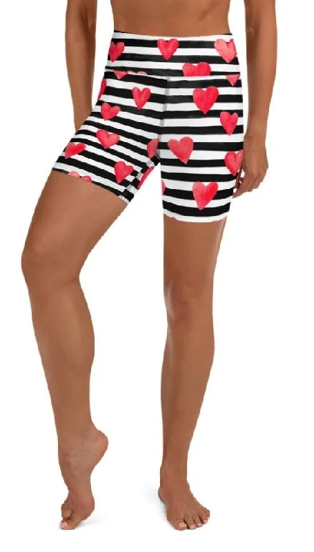 Simple Looks Stripes & Hearts Yoga Shorts