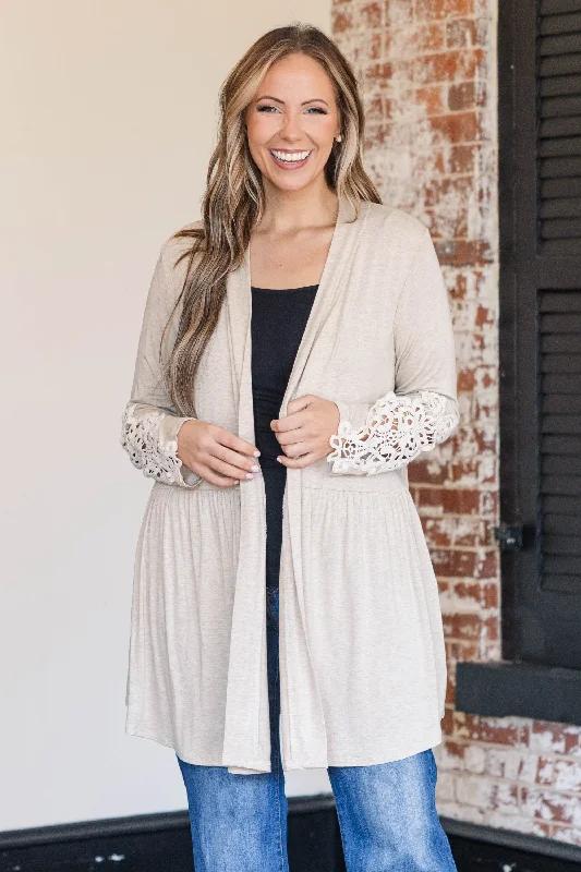 Luxury Customization Thankful Cardigan, Oatmeal