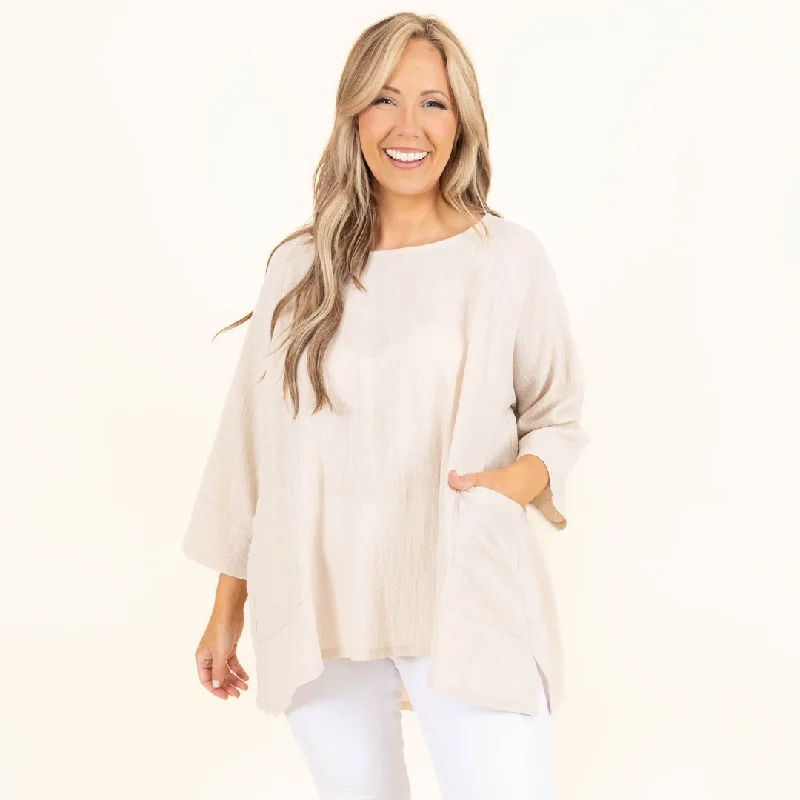 Cozy Outerwear Thinking It Through Tunic, Sand Beige