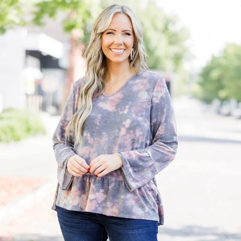 Elegant And Charming Through Your Eyes Top, Navy