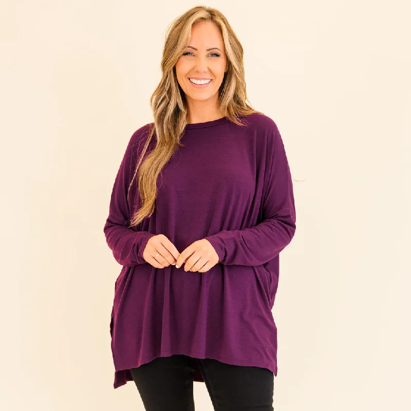 Luxury Style Time Well Spent Top, Dark Plum