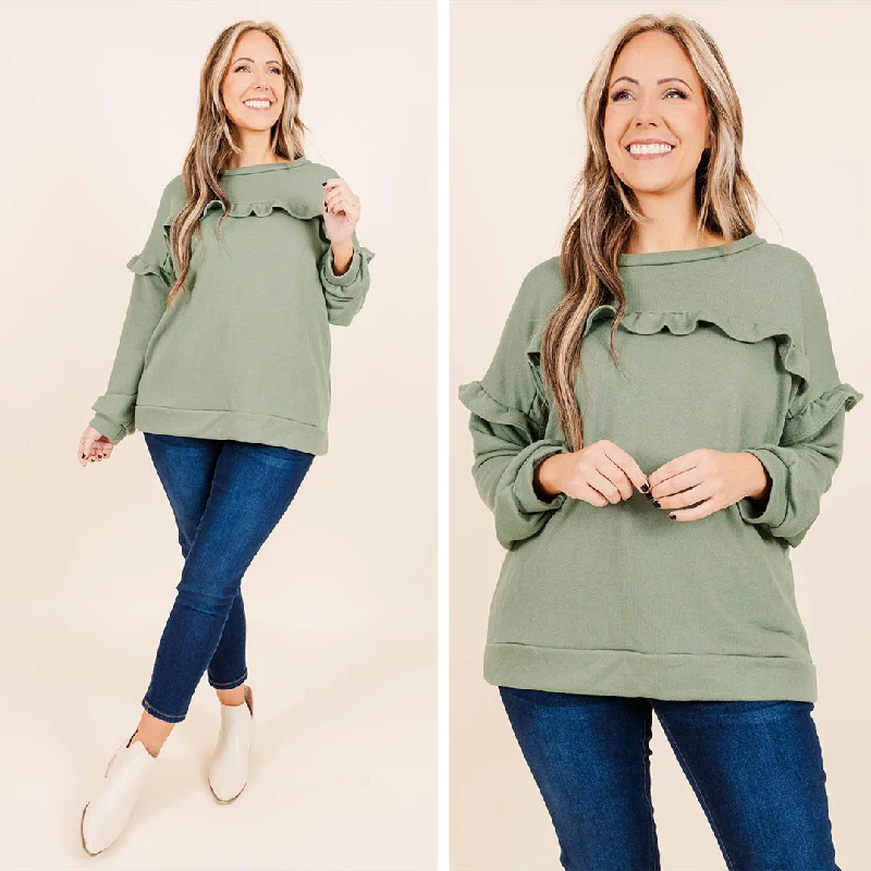 Goddess Outfit Toffee Kisses Pullover, Sage