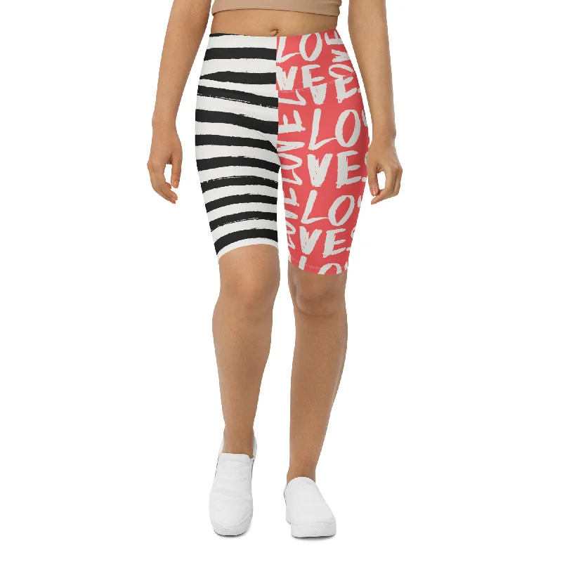 French Retro Two-Patterned Valentine's Day Biker Shorts
