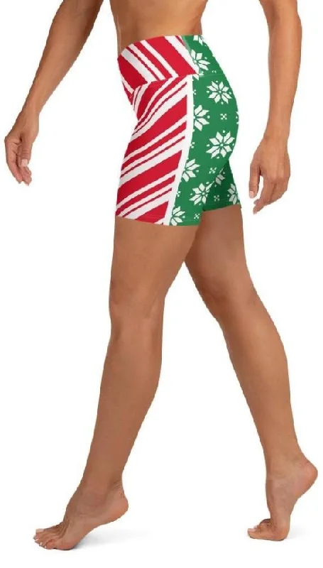 Breathable Design Two-Side Pattern Christmas Yoga Shorts
