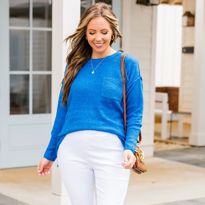 Fresh And Natural Unwind Your Mind Pullover, Heather Ocean Blue