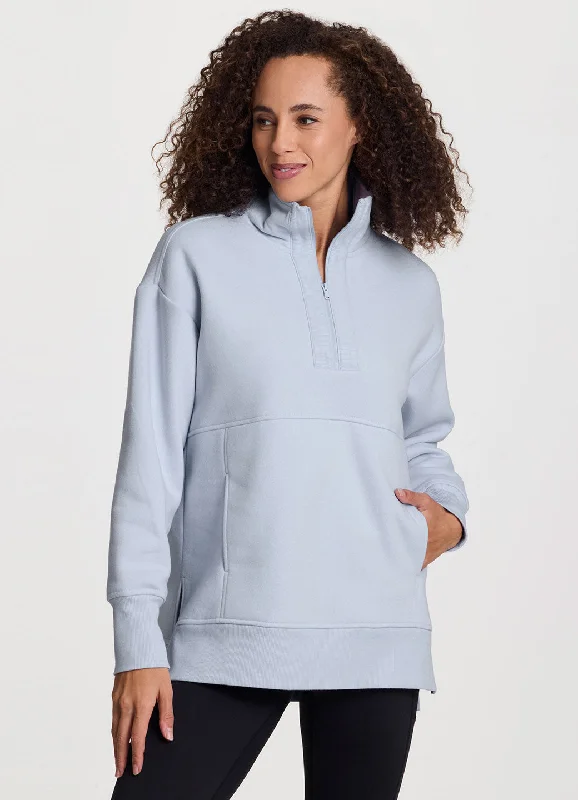 Soft And Comfortable Uptown Fleece 1/4 Zip Mock Neck Tunic