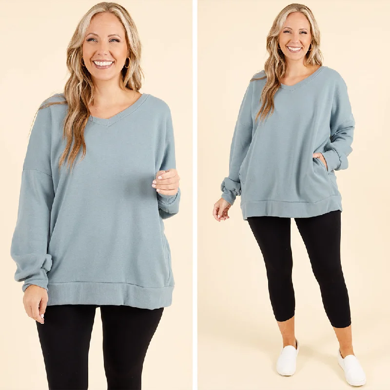 Simple Style Very Special Sweatshirt, Blue Grey