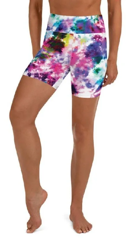 Elegant And Noble Vibrant Tie Dye Yoga Shorts