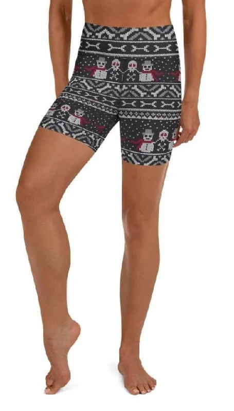 Urban Comfort Vintage Goth Knitted Print Yoga Shorts