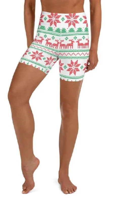 Cute Design Vintage Knit Print Yoga Shorts