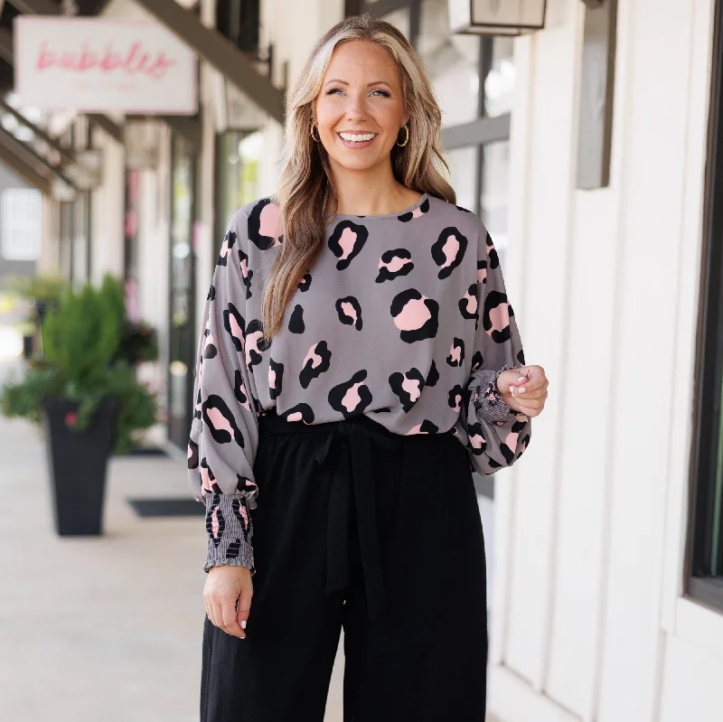 Soft Clothing Water Or Wine Top, Grey/Blush