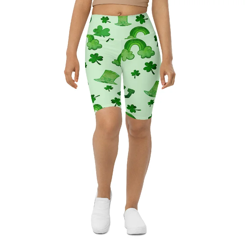 Exquisite Design Watercolor St. Patrick's Day Biker Shorts