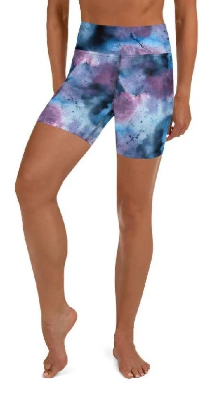 Elegant Casuals Watercolor Tie Dye Yoga Shorts