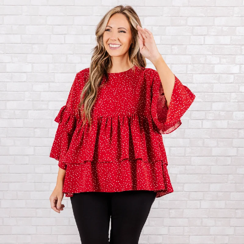 Sweet Style Wistfully Wonderful Top, Red
