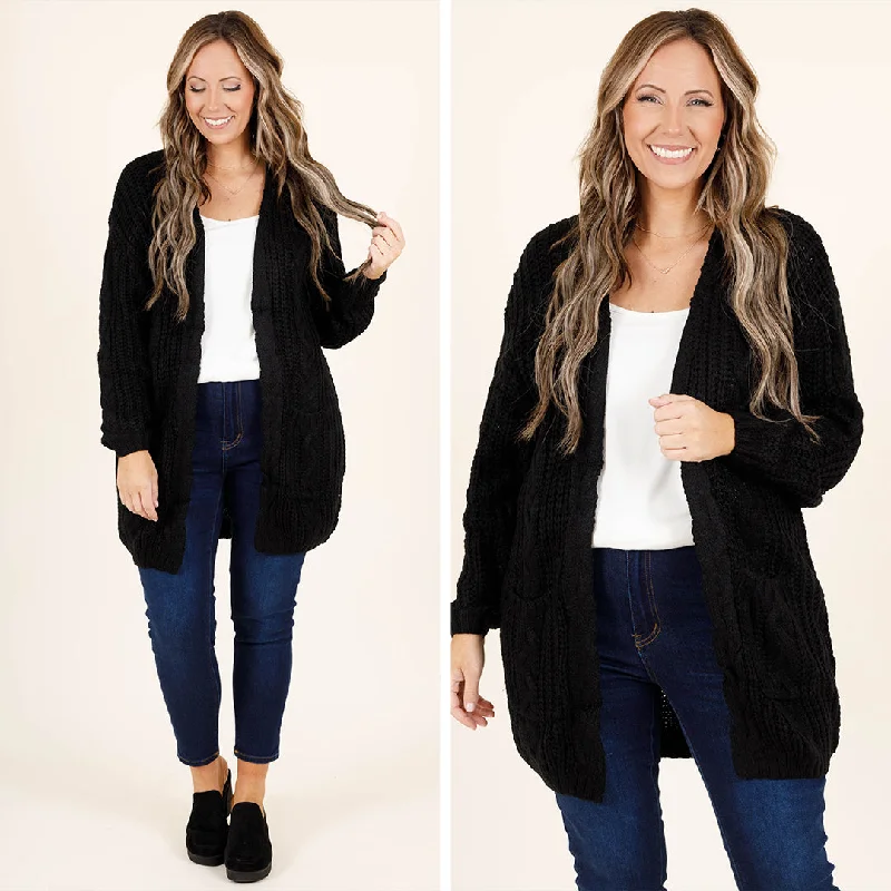 Unique Design Wonderful Winters Cardigan, Black