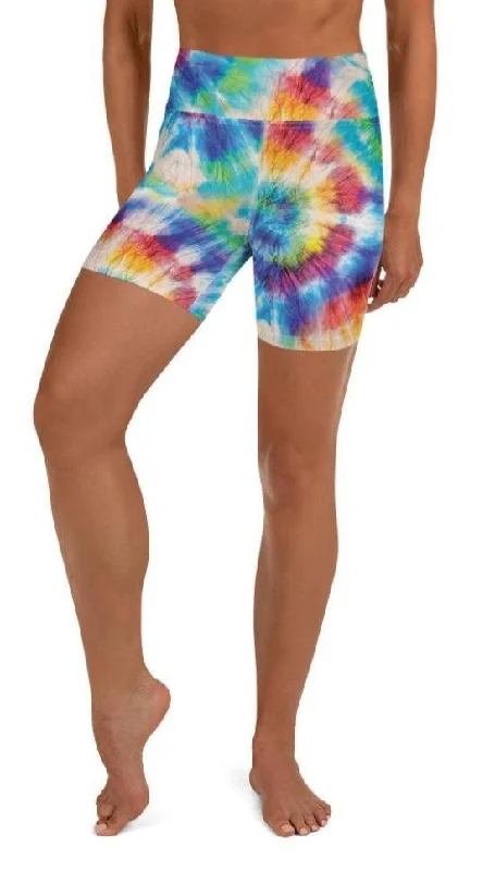 New Products Wrinkled Effect Tie Dye Yoga Shorts